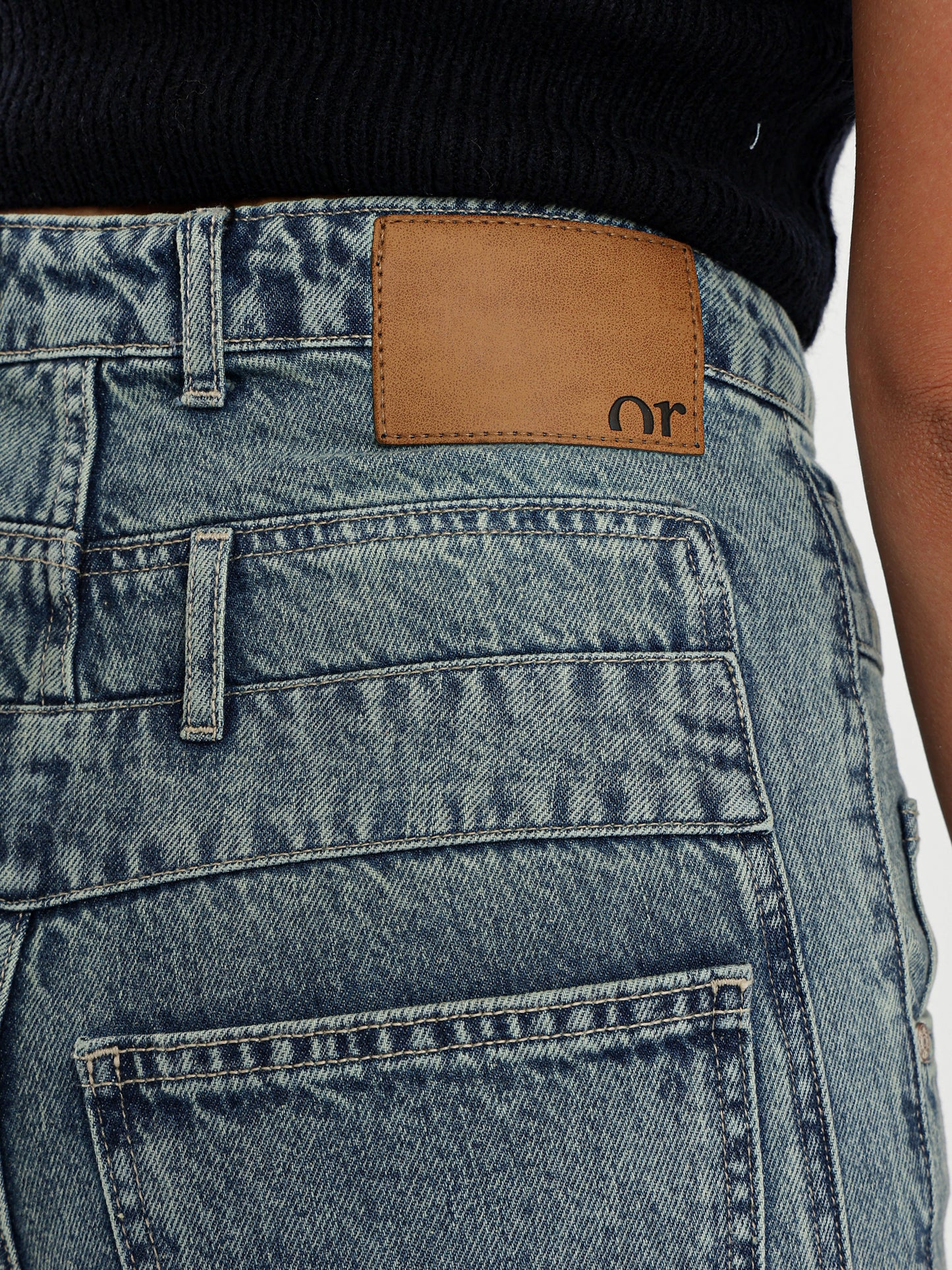 Double Waistband Wide Leg Jeans with