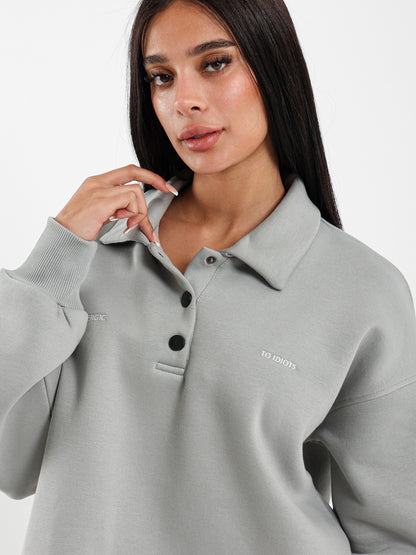 Cropped Sweatshirt with Large Collar