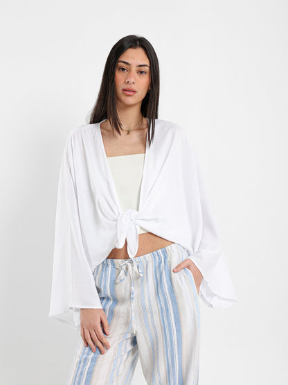Front Tie Long Bell Sleeves Kimono