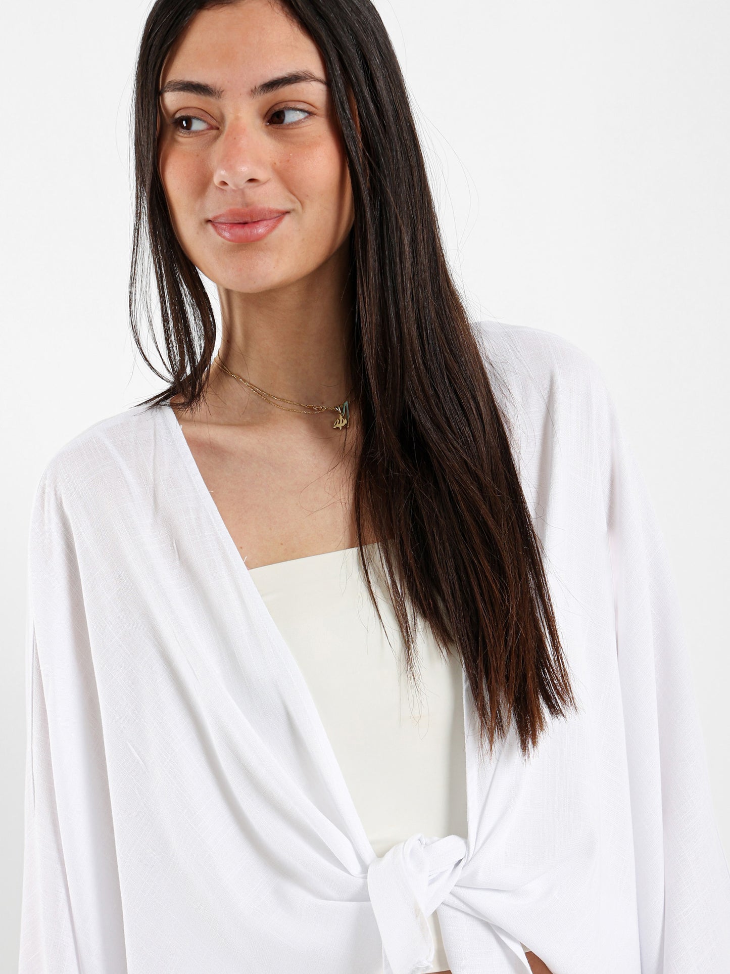 Front Tie Long Bell Sleeves Kimono