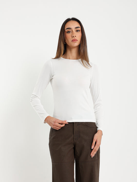 Long Sleeve Ribbed Fitted Top