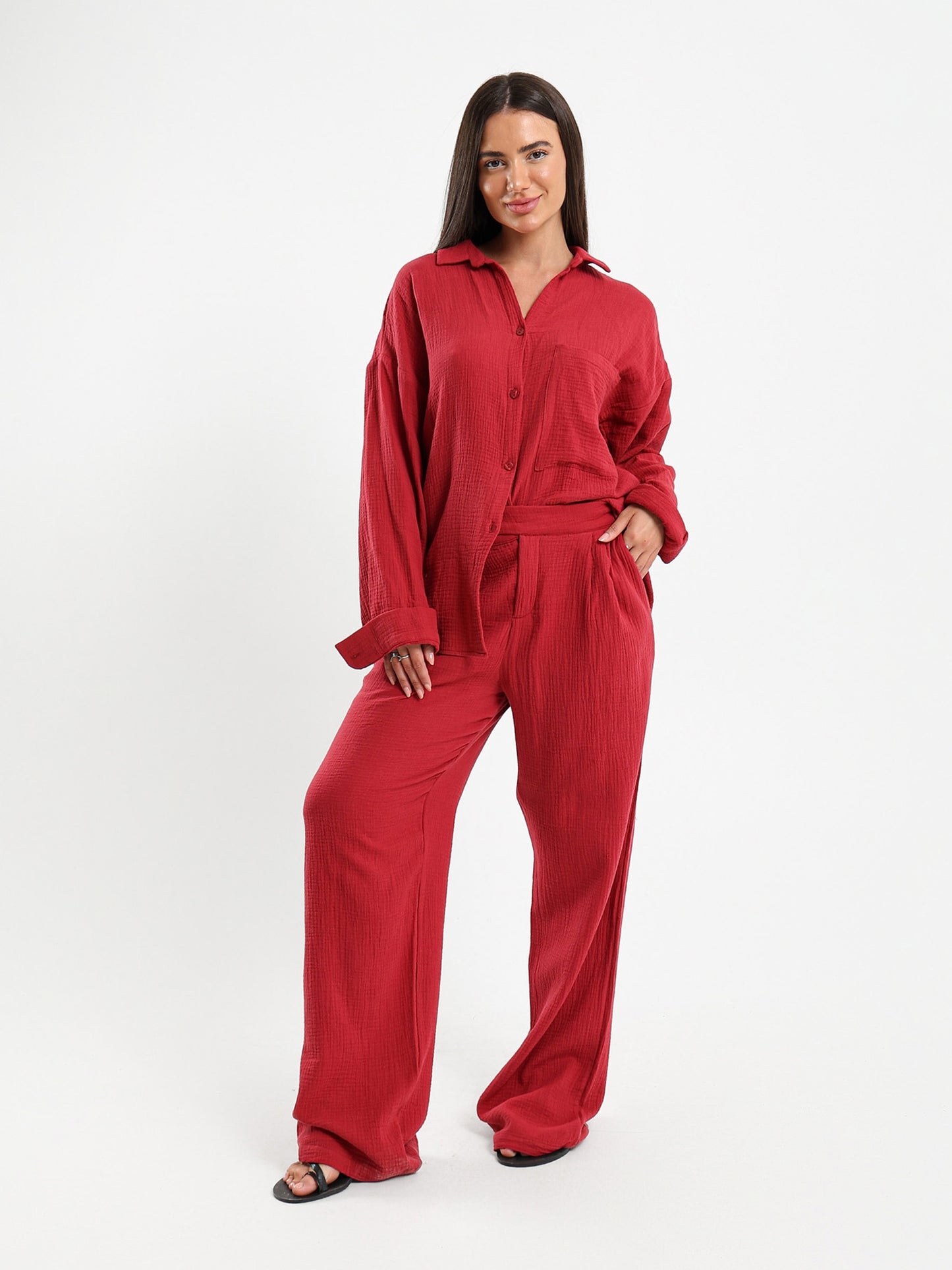 Front Pleated Wrinkled Pants
