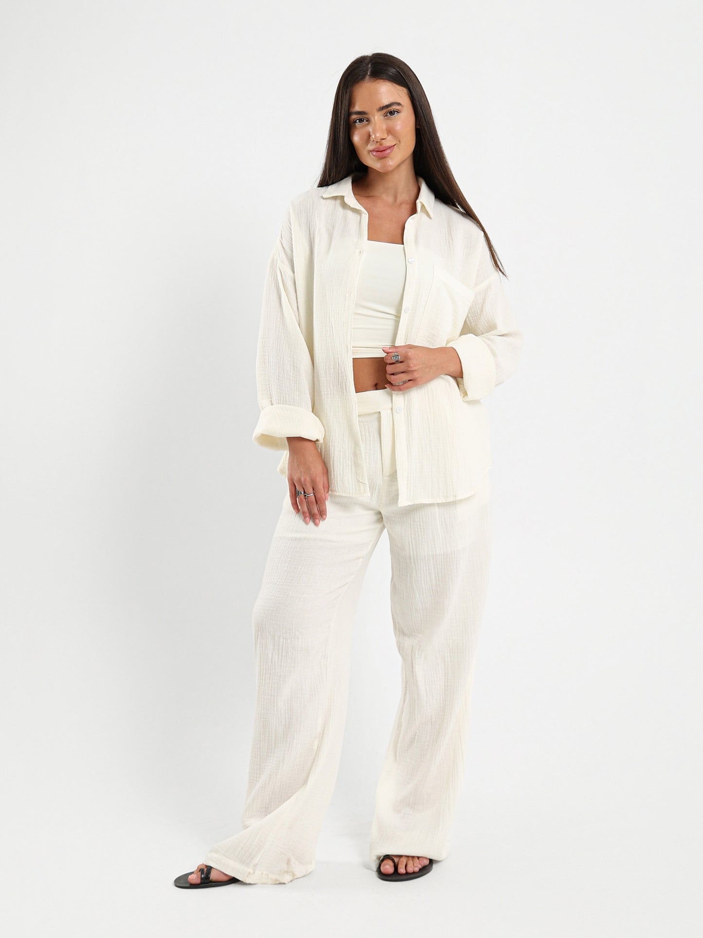 Front Pleated Wrinkled Pants