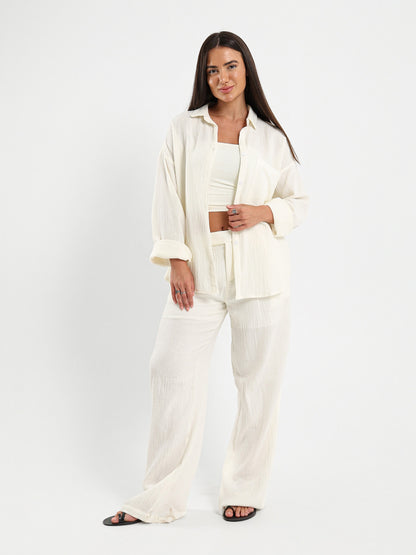 Front Pleated Wrinkled Pants