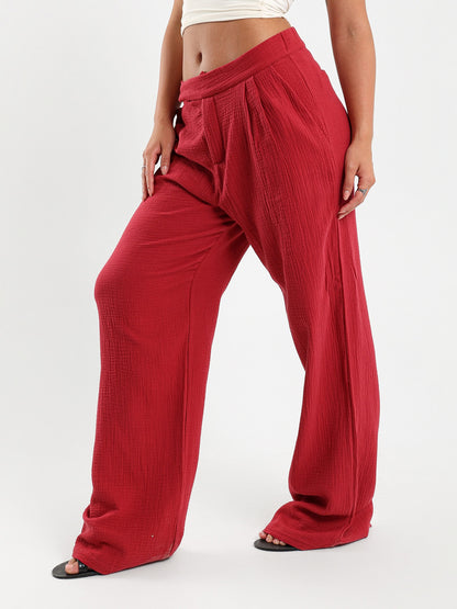 Front Pleated Wrinkled Pants
