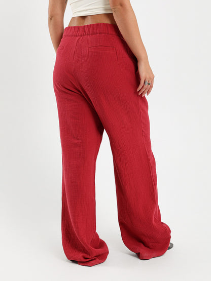 Front Pleated Wrinkled Pants