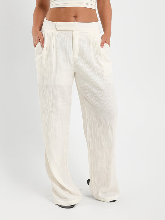 Front Pleated Wrinkled Pants