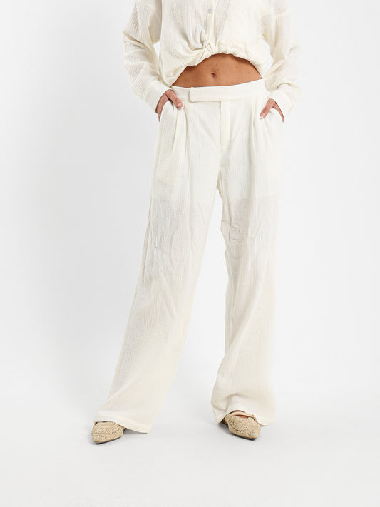 Front Pleated Wrinkled Pants