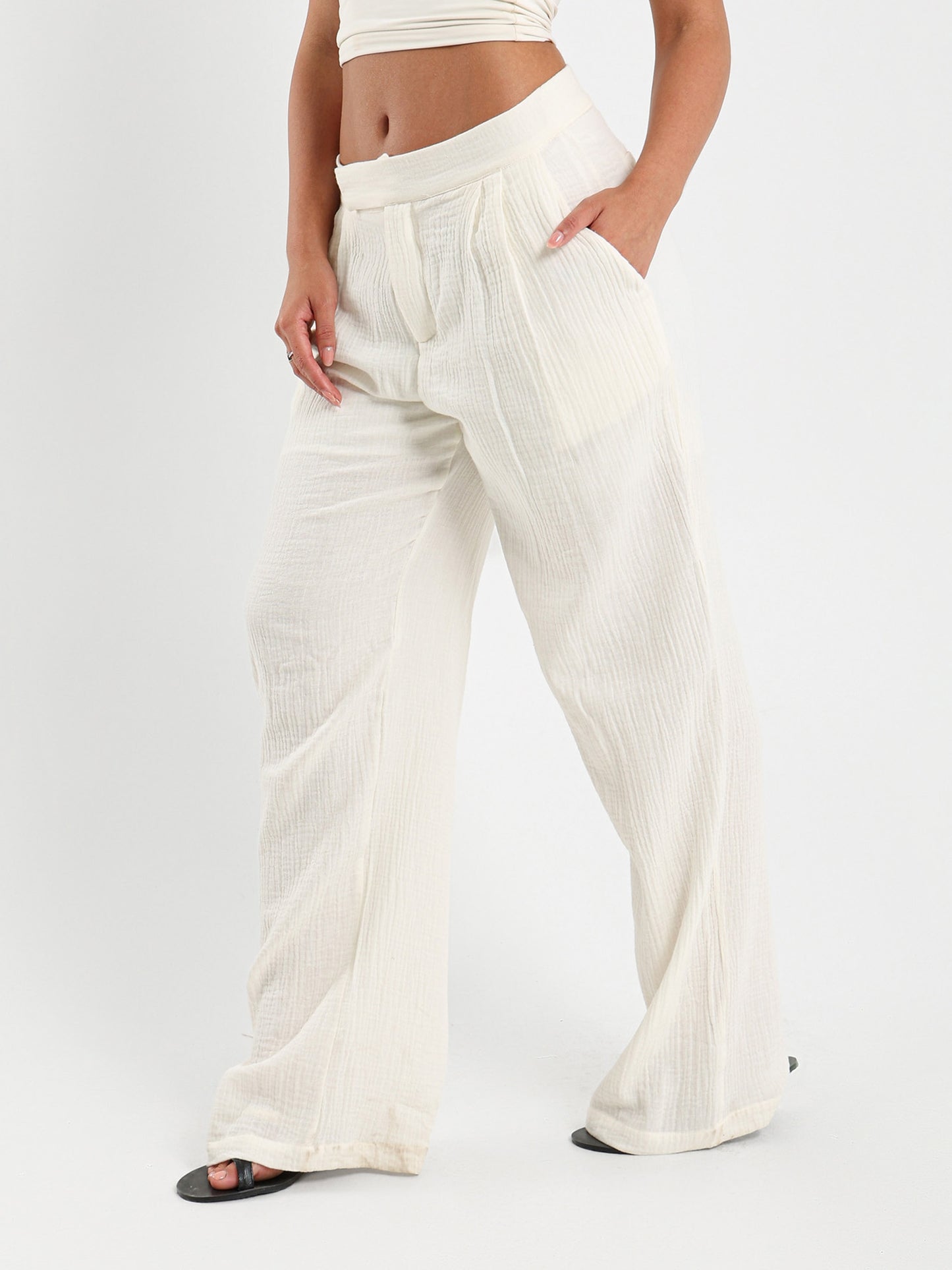 Front Pleated Wrinkled Pants