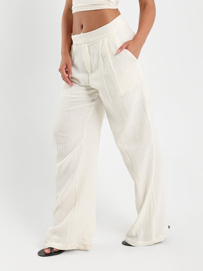 Front Pleated Wrinkled Pants