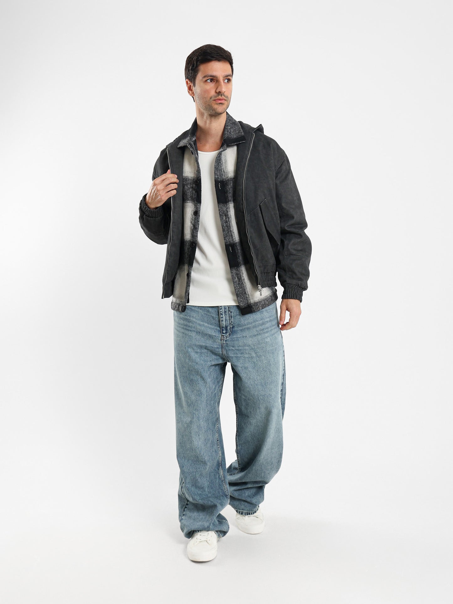 Hooded Bomber Jacket with Patch Pockets