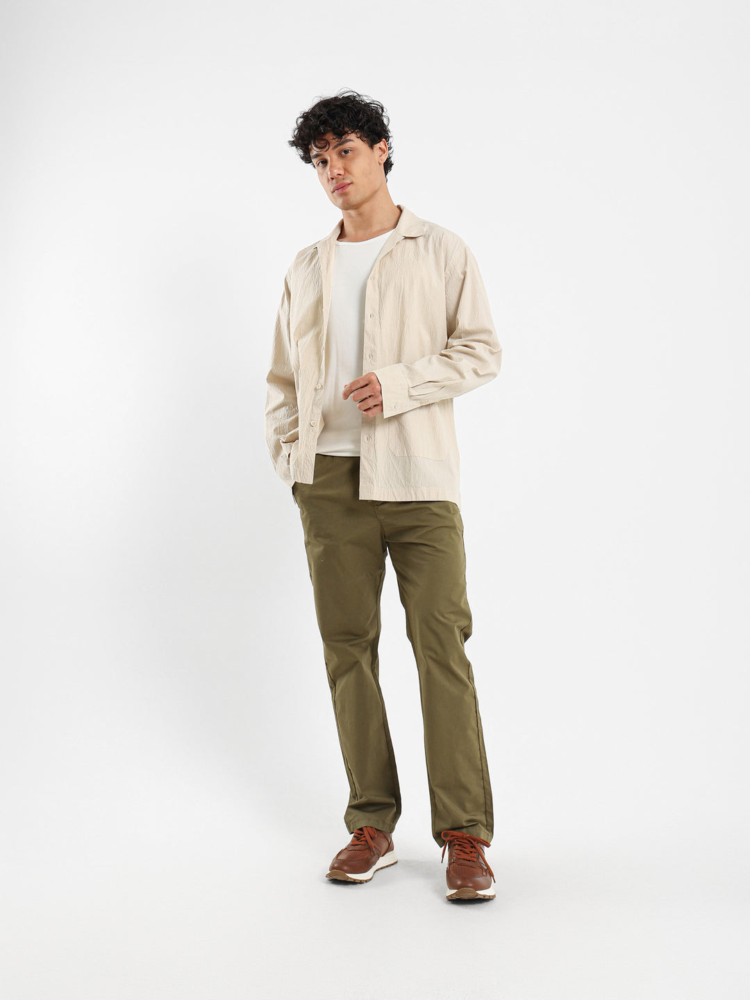 Front Pockets Textured Shirt