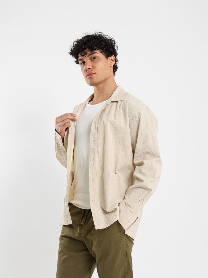 Front Pockets Textured Shirt