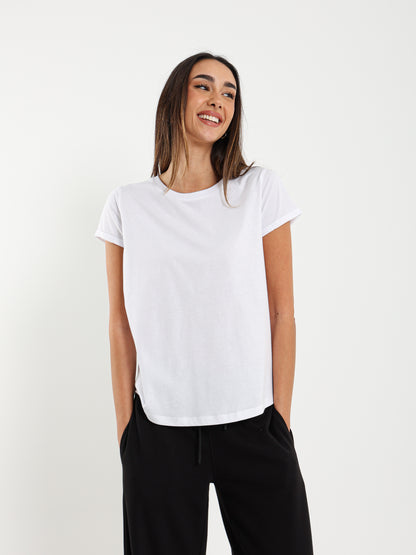 Crew Neck Round Hem T-Shirt