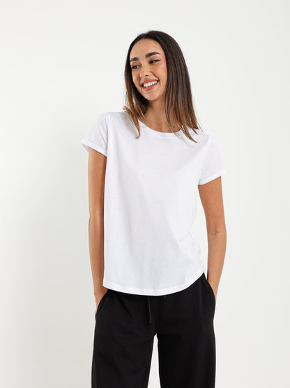Crew Neck Round Hem T-Shirt