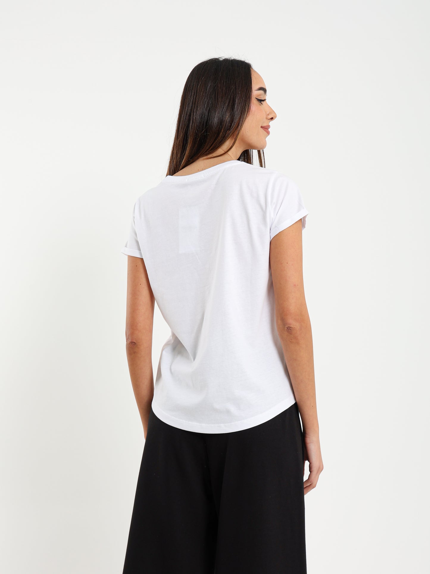 Crew Neck Round Hem T-Shirt