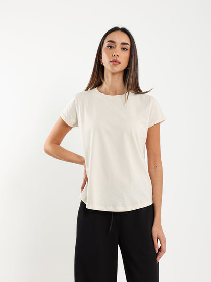 Crew Neck Round Hem T-Shirt