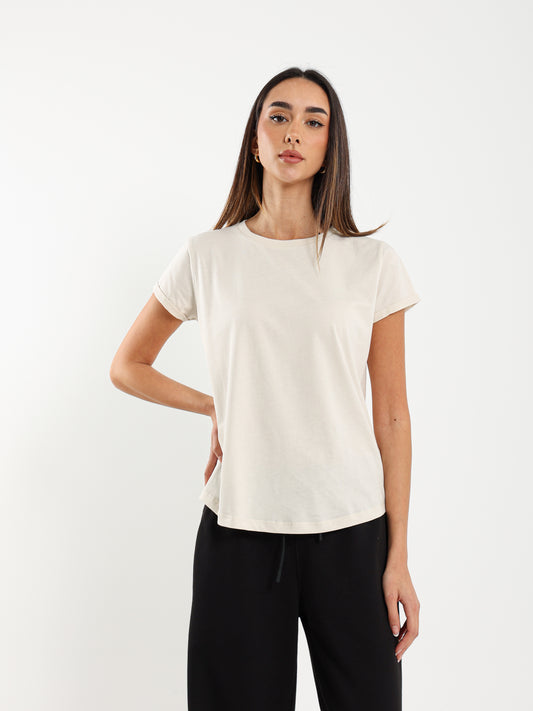 Crew Neck Round Hem T-Shirt