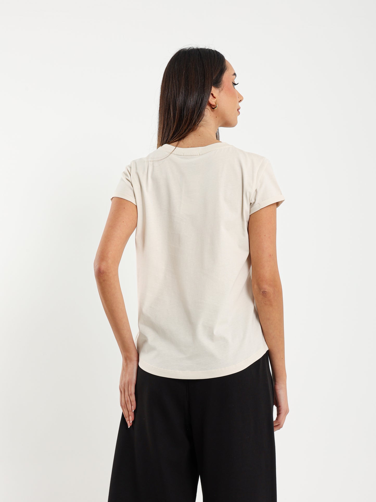 Crew Neck Round Hem T-Shirt
