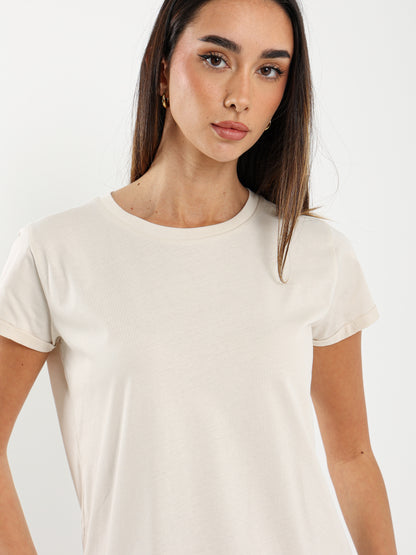 Crew Neck Round Hem T-Shirt