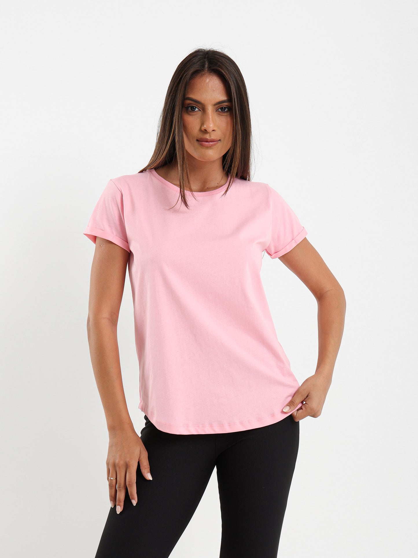 Crew Neck Round Hem T-Shirt