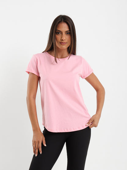 Crew Neck Round Hem T-Shirt