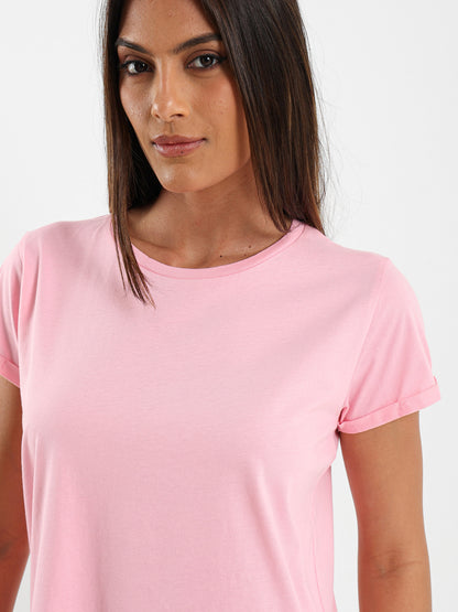 Crew Neck Round Hem T-Shirt