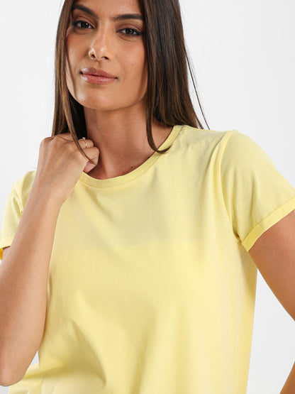 Crew Neck Round Hem T-Shirt