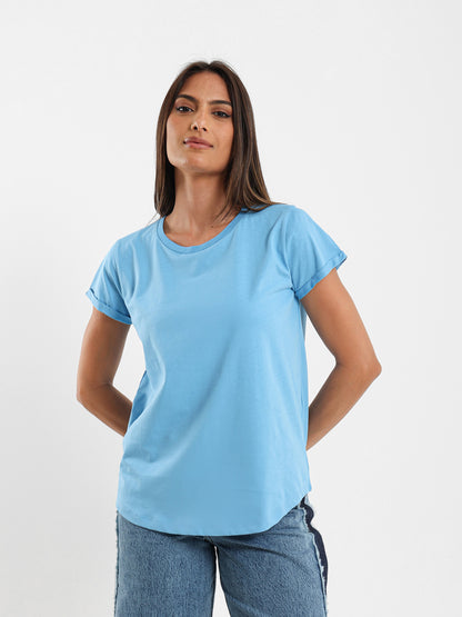 Crew Neck Round Hem T-Shirt