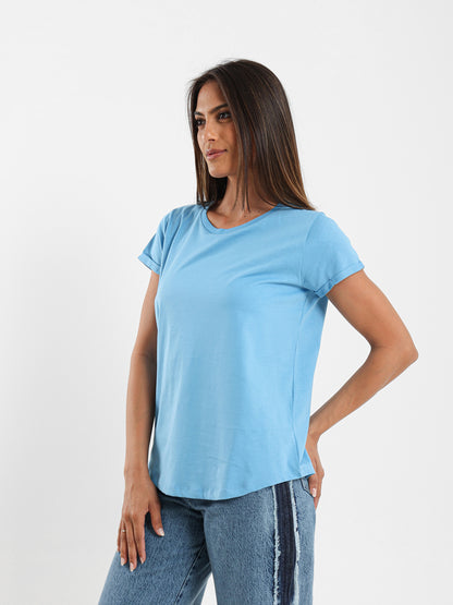 Crew Neck Round Hem T-Shirt