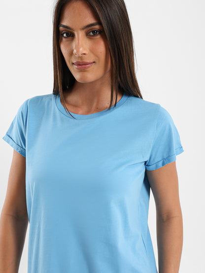 Crew Neck Round Hem T-Shirt