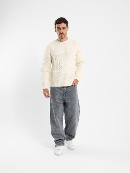 Relaxed Patchwork Knit Pullover