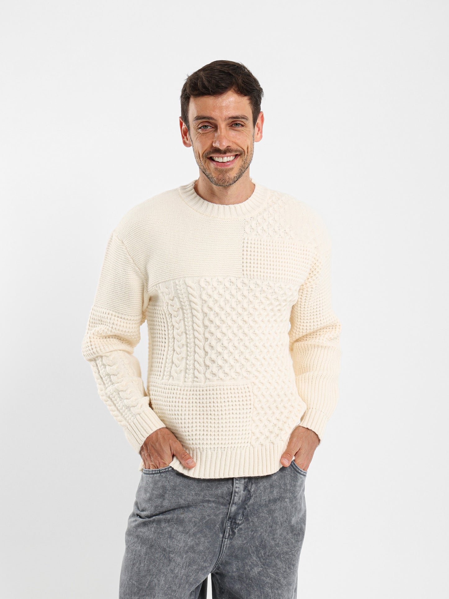 Relaxed Patchwork Knit Pullover