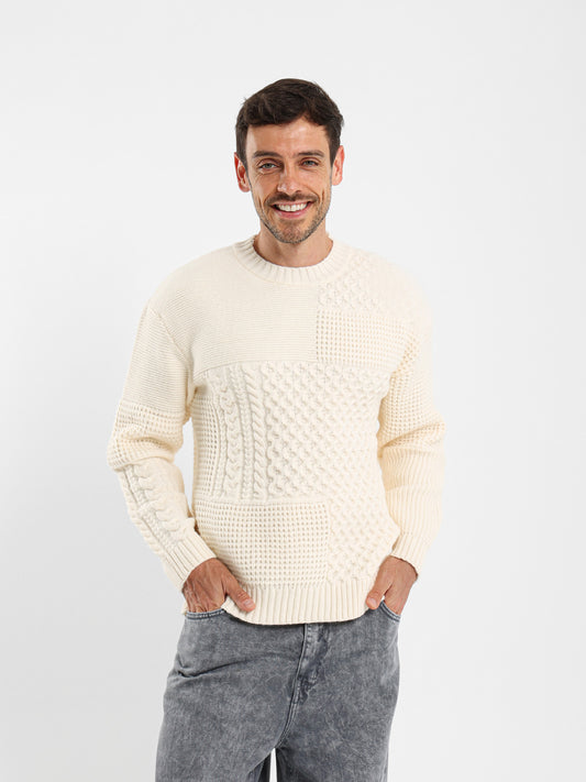 Relaxed Patchwork Knit Pullover