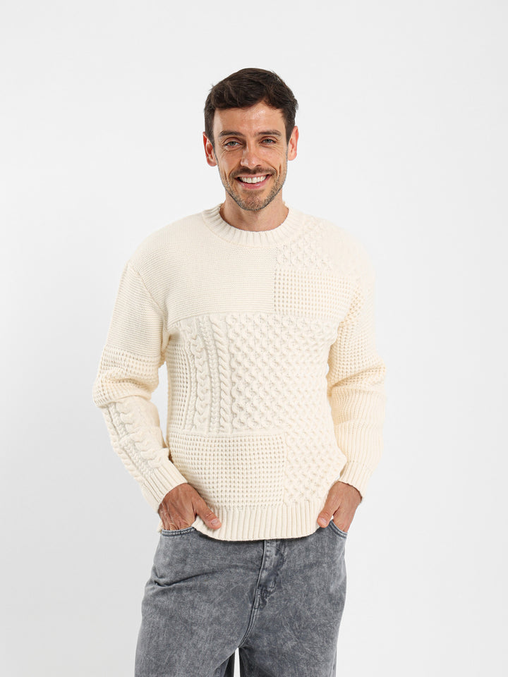 Relaxed Patchwork Knit Pullover