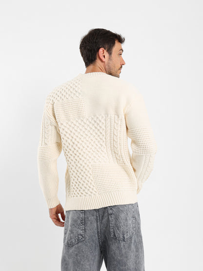 Relaxed Patchwork Knit Pullover