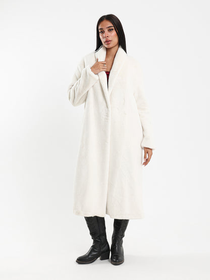 Long Coat with Fur Lapel Collar
