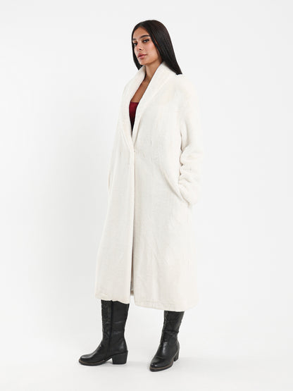 Long Coat with Fur Lapel Collar
