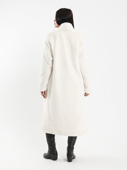 Long Coat with Fur Lapel Collar