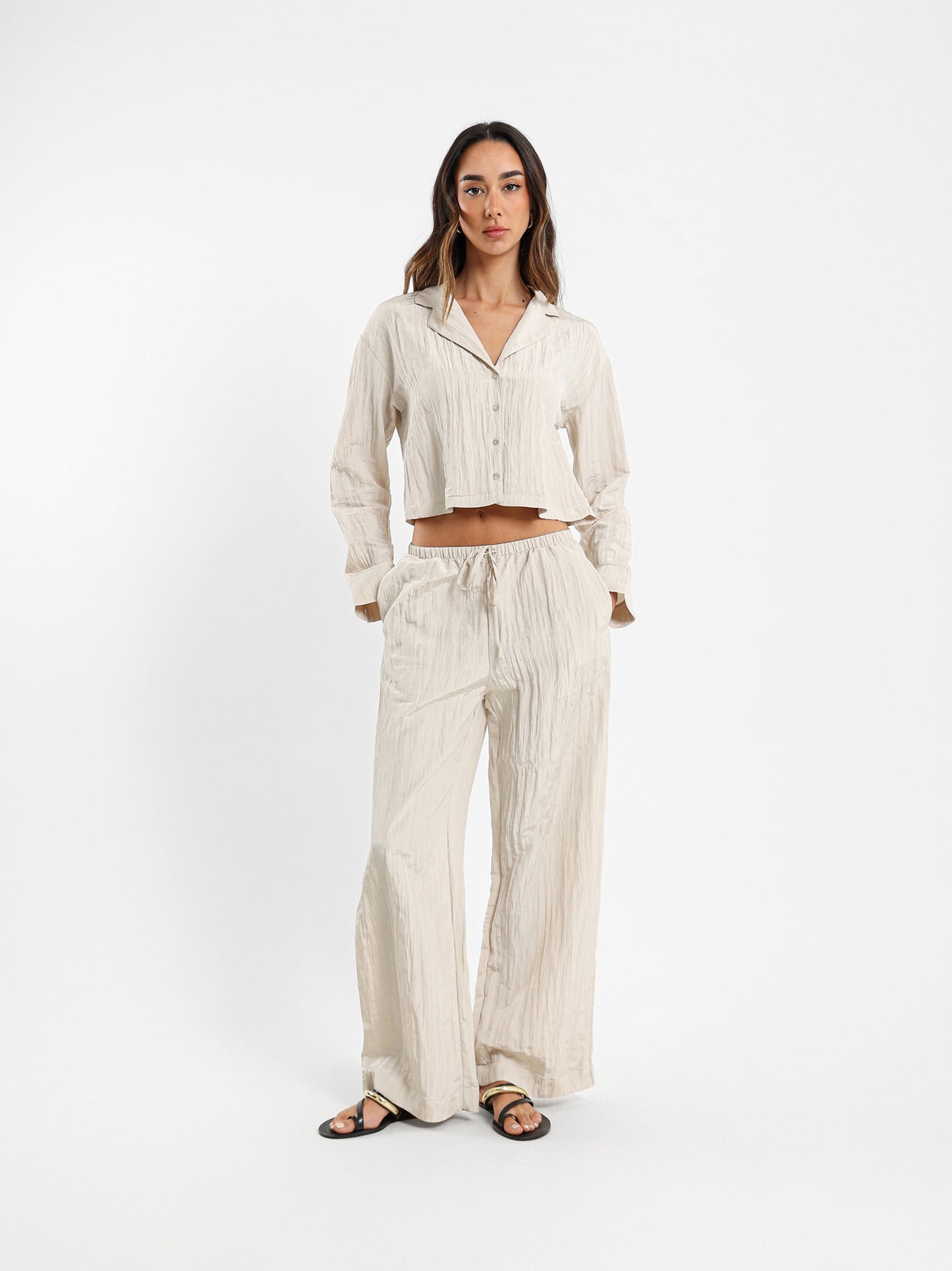 Textured Cropped Shirt