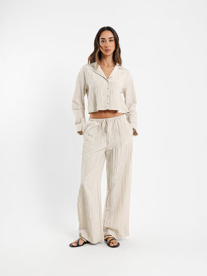 Textured Cropped Shirt