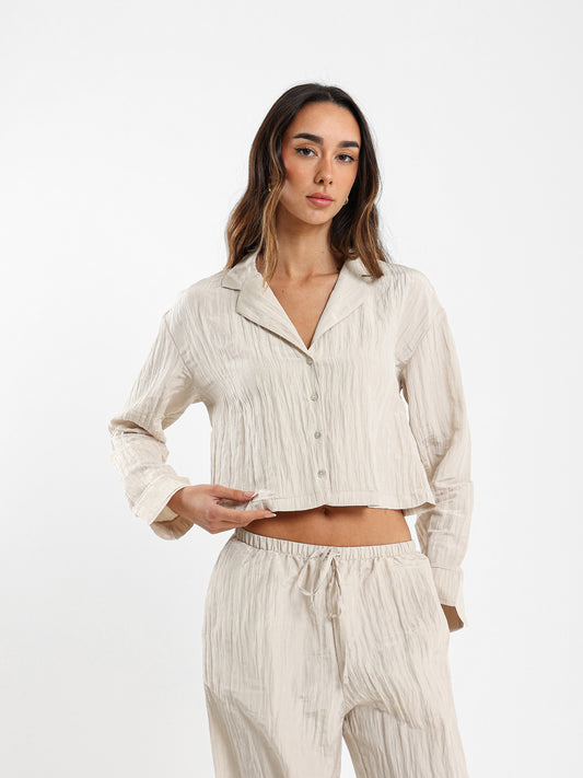 Textured Cropped Shirt