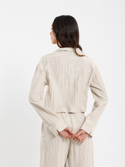 Textured Cropped Shirt