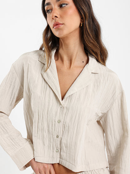 Textured Cropped Shirt