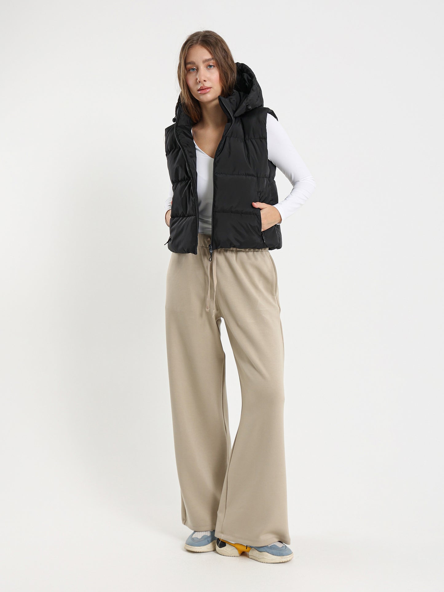 Rubberized Hooded Cropped Vest