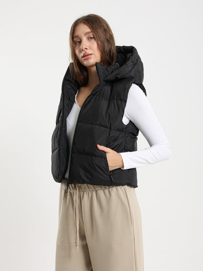 Rubberized Hooded Cropped Vest