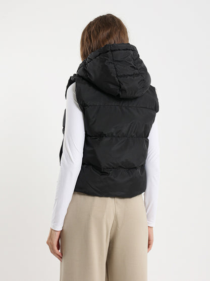 Rubberized Hooded Cropped Vest