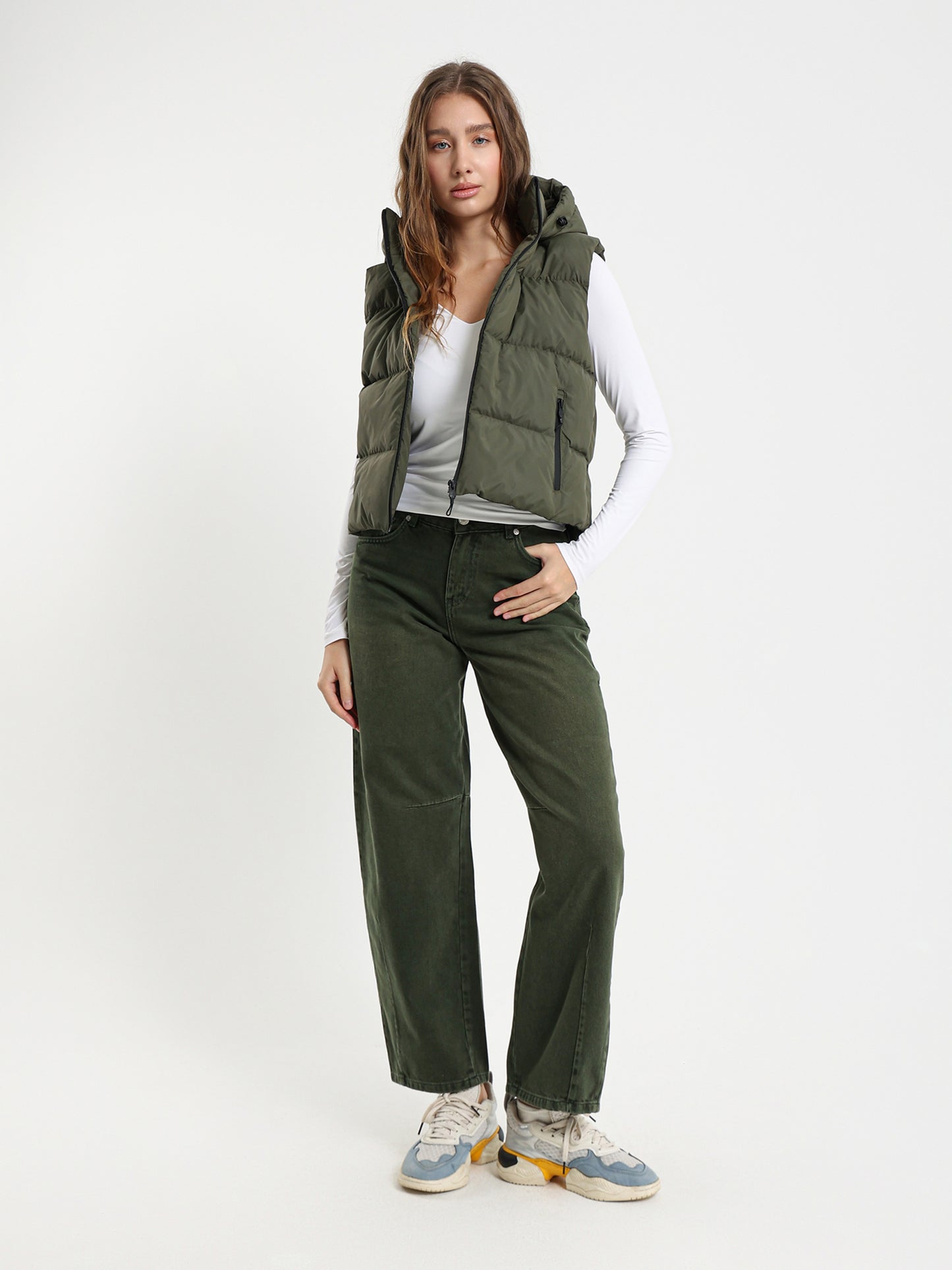 Rubberized Hooded Cropped Vest