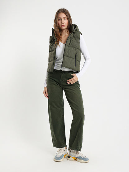 Rubberized Hooded Cropped Vest