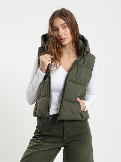 Rubberized Hooded Cropped Vest